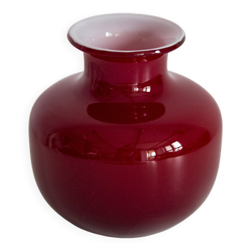 Vintage artistic vase in dark red glass, Tarnowiec, Europe, 1970s