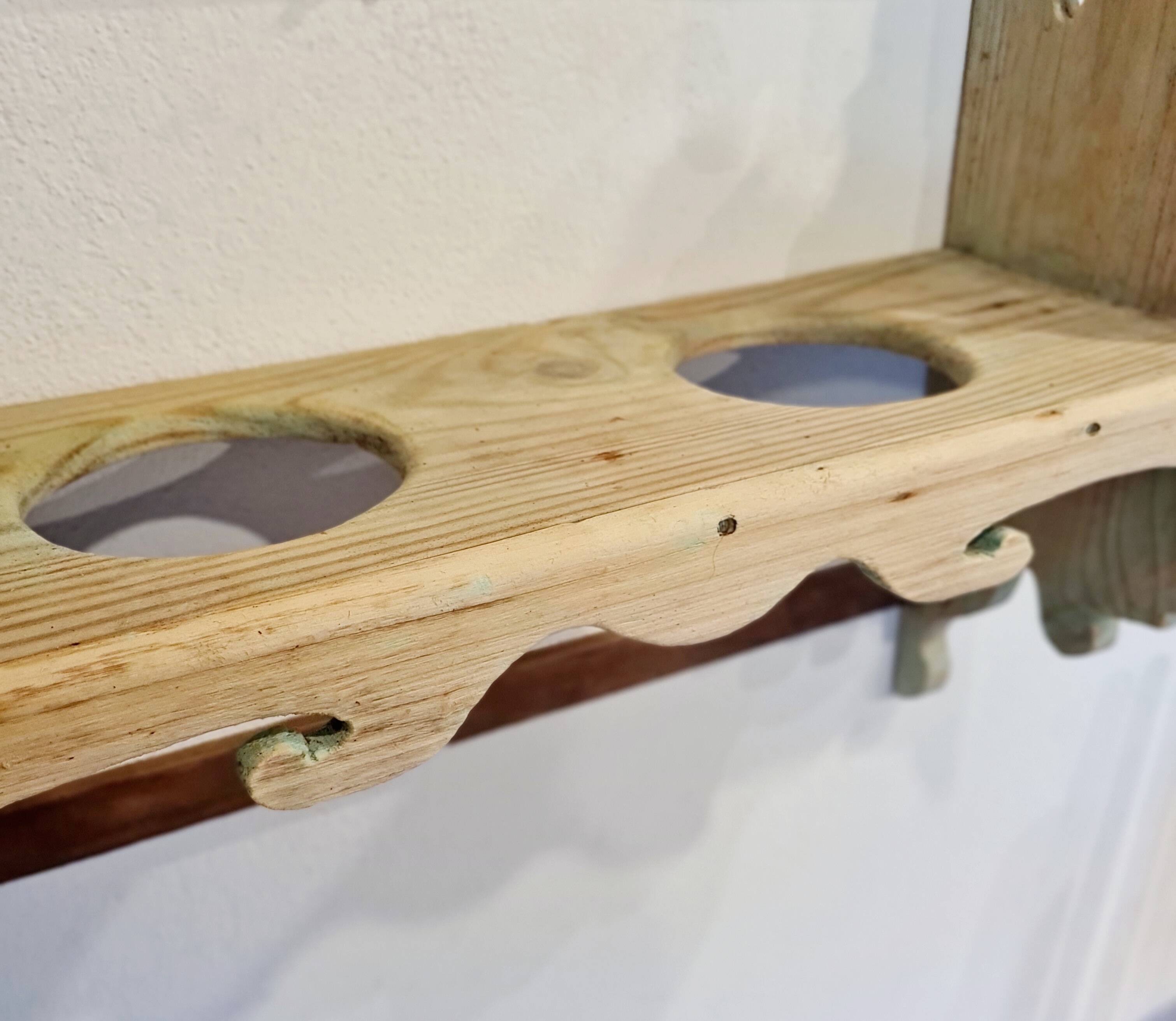 Antique wall shelf in raw wood