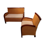 Lounge bench - a wicker chair