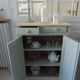 Small vintage Parisian sideboard with 2 doors and 2 drawers, enhanced in verdigris
