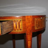 Louis xvi style hot water bottle table in marquetry around 1900
