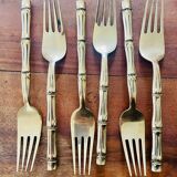 Housewife Table cutlery for 6 people. bamboo brass 78 pieces