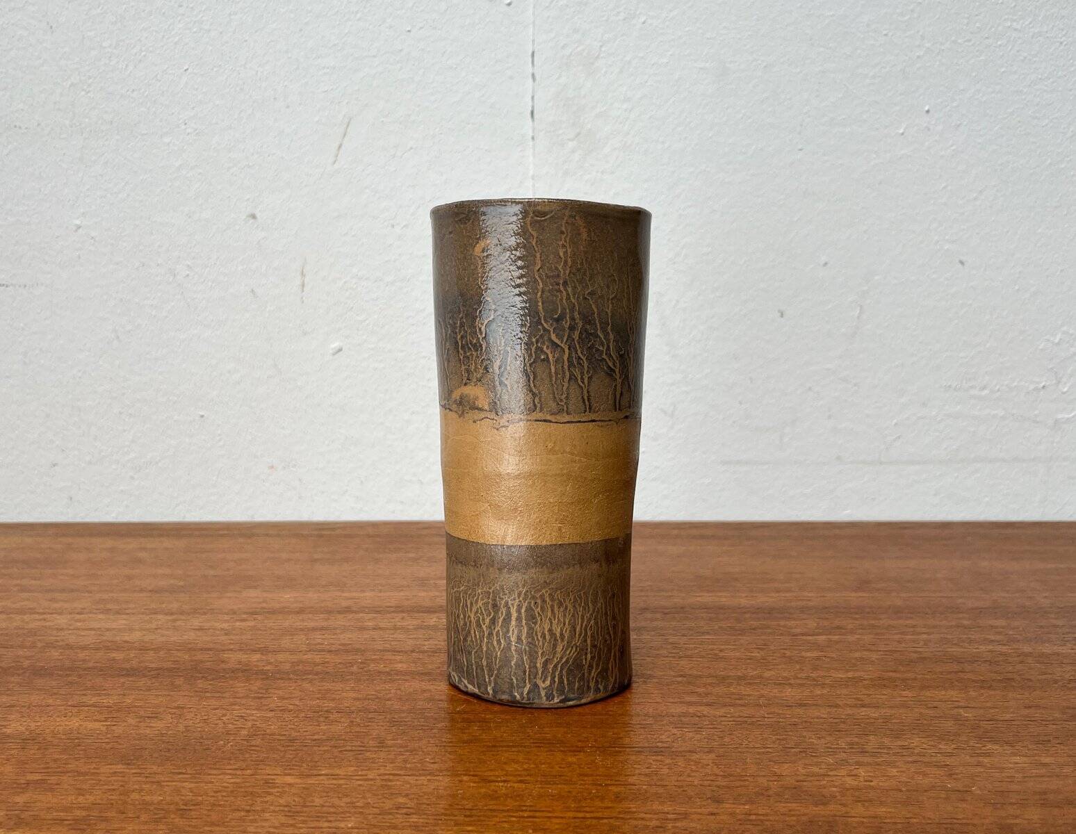 Vintage German brutalist studio pottery vase, 1979