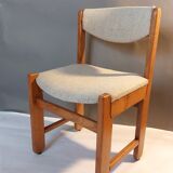 Pair of modernist chairs in solid elm 1970