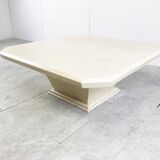 Table basse de bar cachée en travertin vintage, années 1970