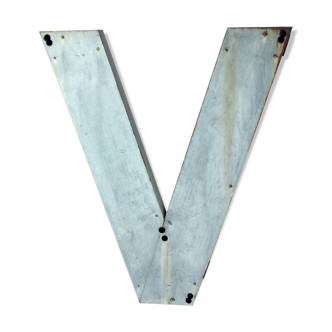 Industial zinc letter v, czechoslovakia 1950s