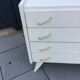 Commode pieds compas relookee blanc 1960 vintage