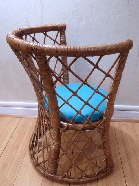 Vintage gold rattan armchair