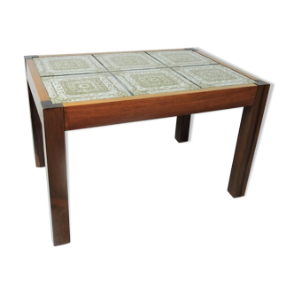 Green tiled top coffee table with rosewood frame, 1970s