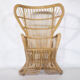 Fauteuil design en rotin des années 1970 « Peacock Throne » par Rohe Noordwolde