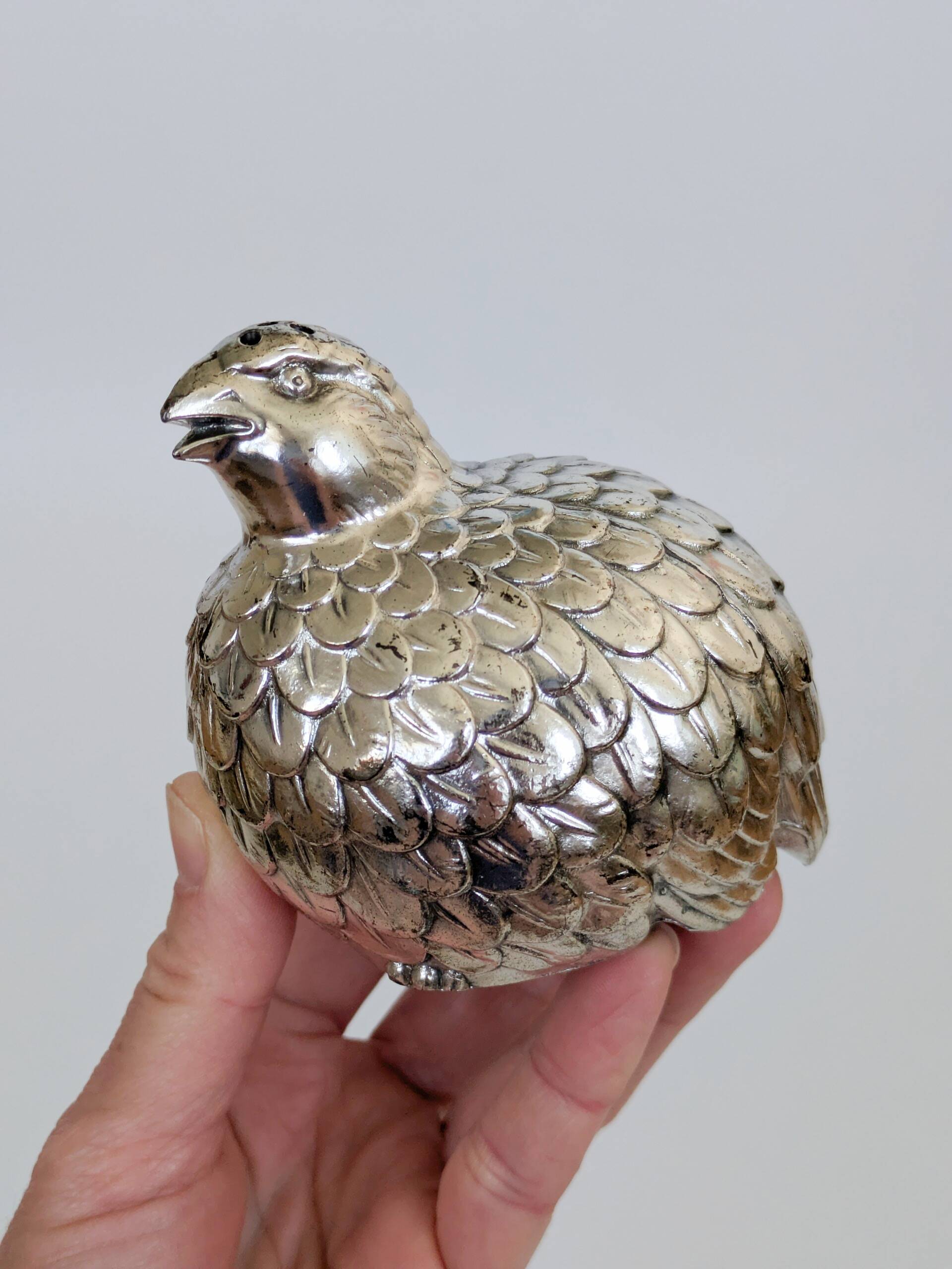 Vintage Style Gucci Hollywood Regency Silver Quail Trio Shakers