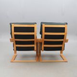 Noboru Nakamura for IKEA — “Points” Armchairs (Pair) — Birch & Leather