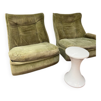 2 fauteuils airborne velours vintage