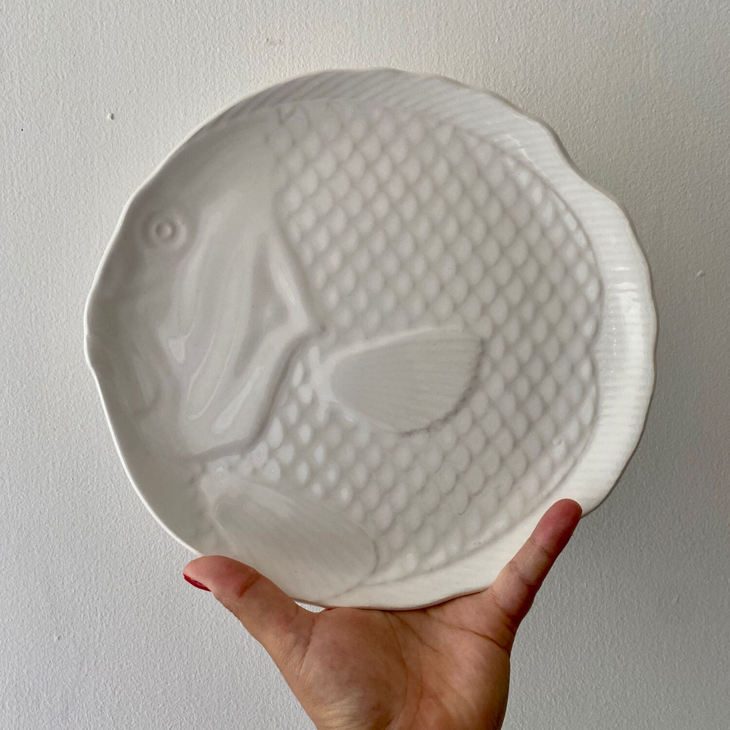 Set of 10 vintage flat plates in the shape of Salins fish