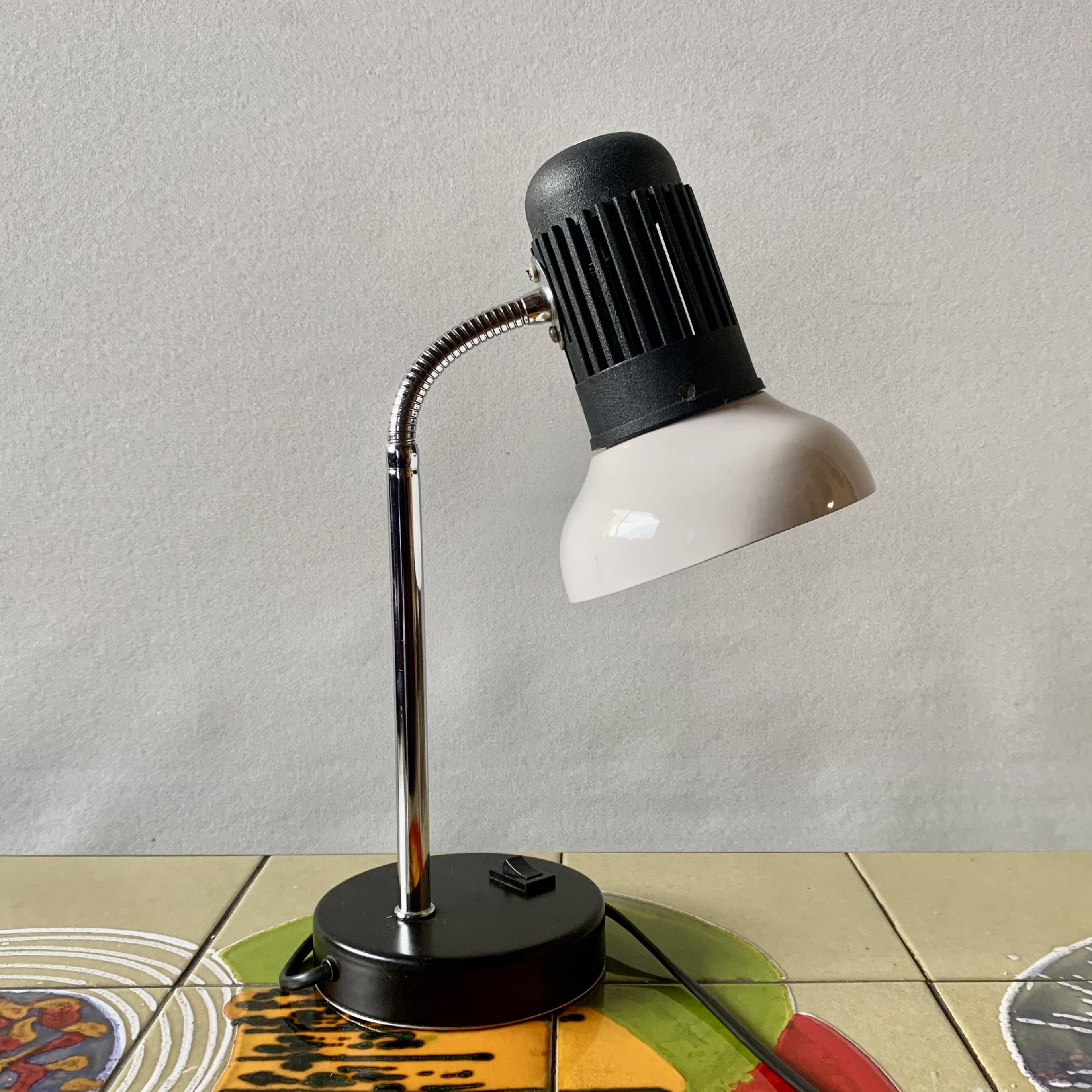 Vintage Massive white and black desk lamp - 1970s