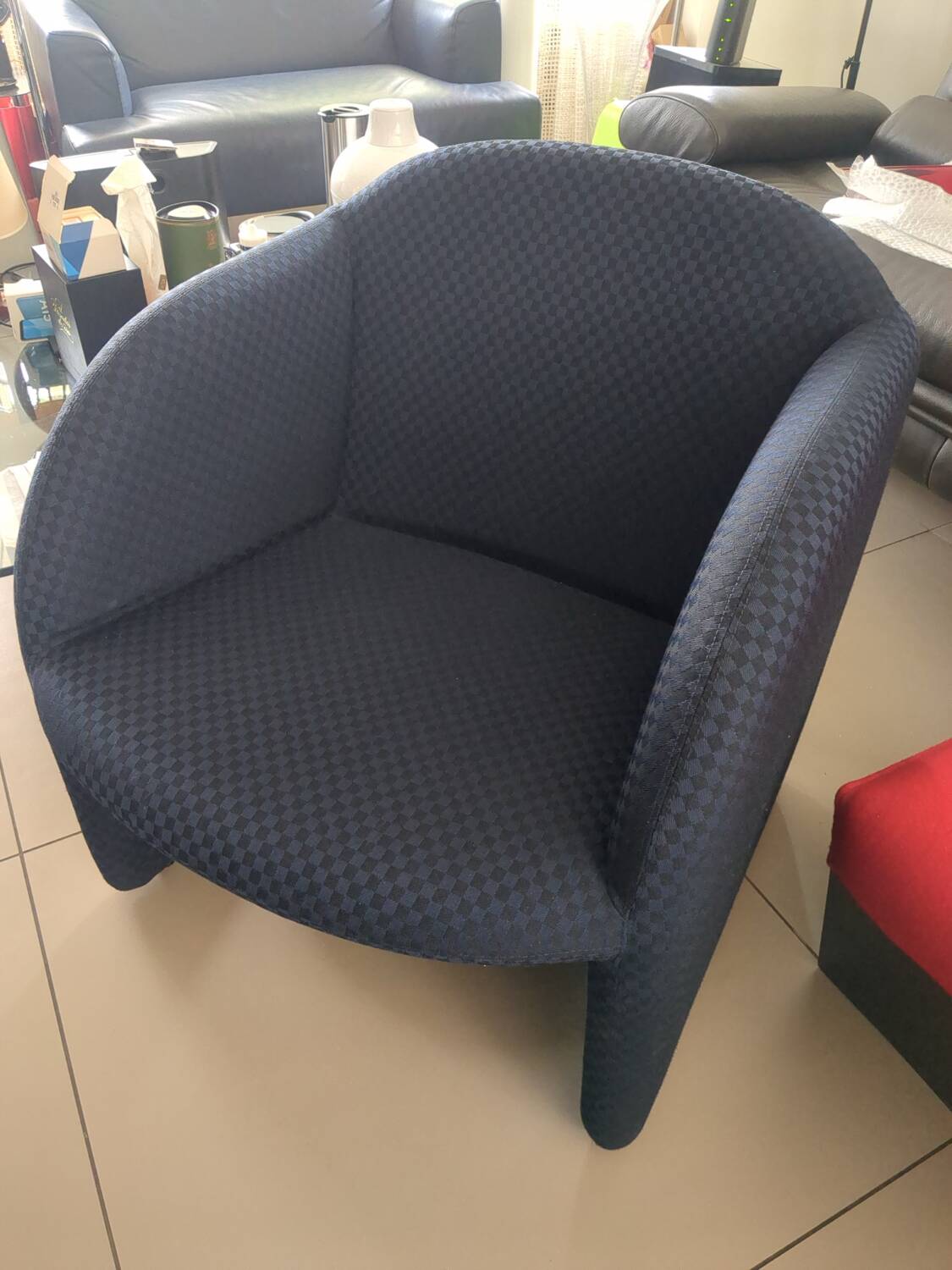 “Ben” armchair by Pierre Paulin for Artifort – 1980s – Geometric fabric