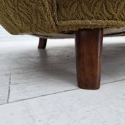 1960s, Danish 2-seater "Banan" sofa, green furniture wool, ash wood.