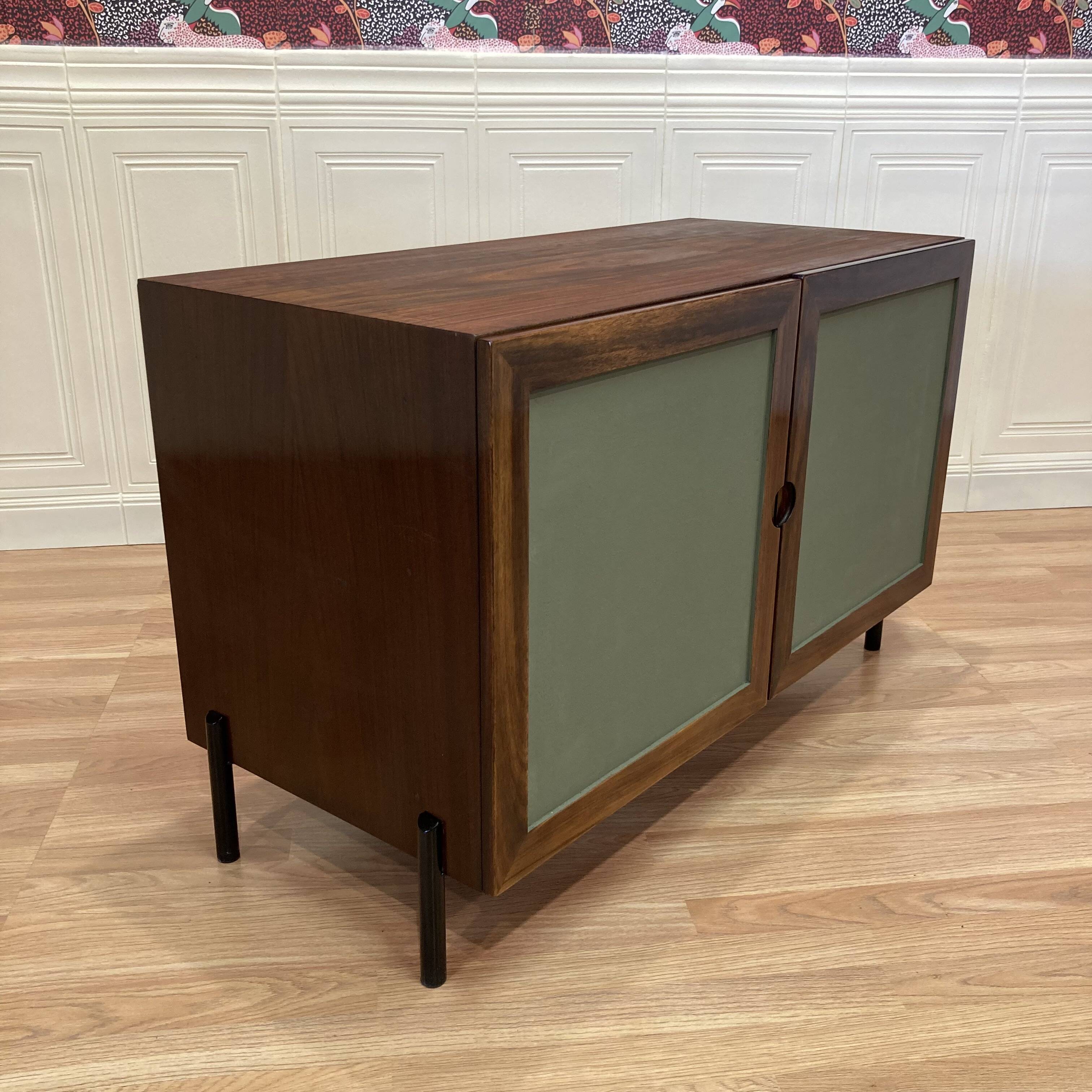 Commode palissandre et métal design 1950