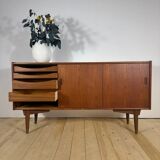 Teak sideboard with sliding doors – vintage Scandinavian design
