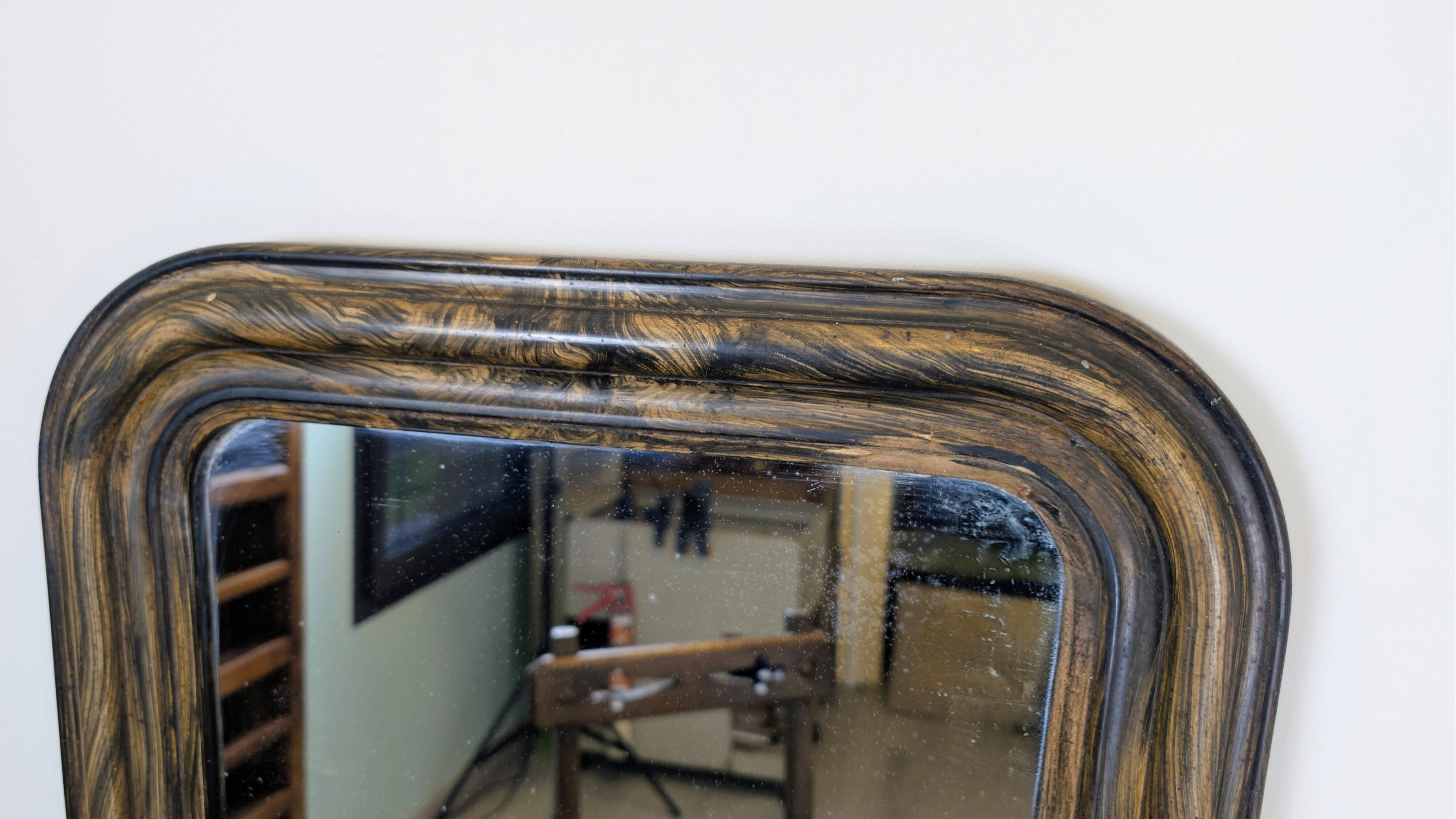 Antique Louis-Philippe style mirror with a marble frame 60 x 48 cm