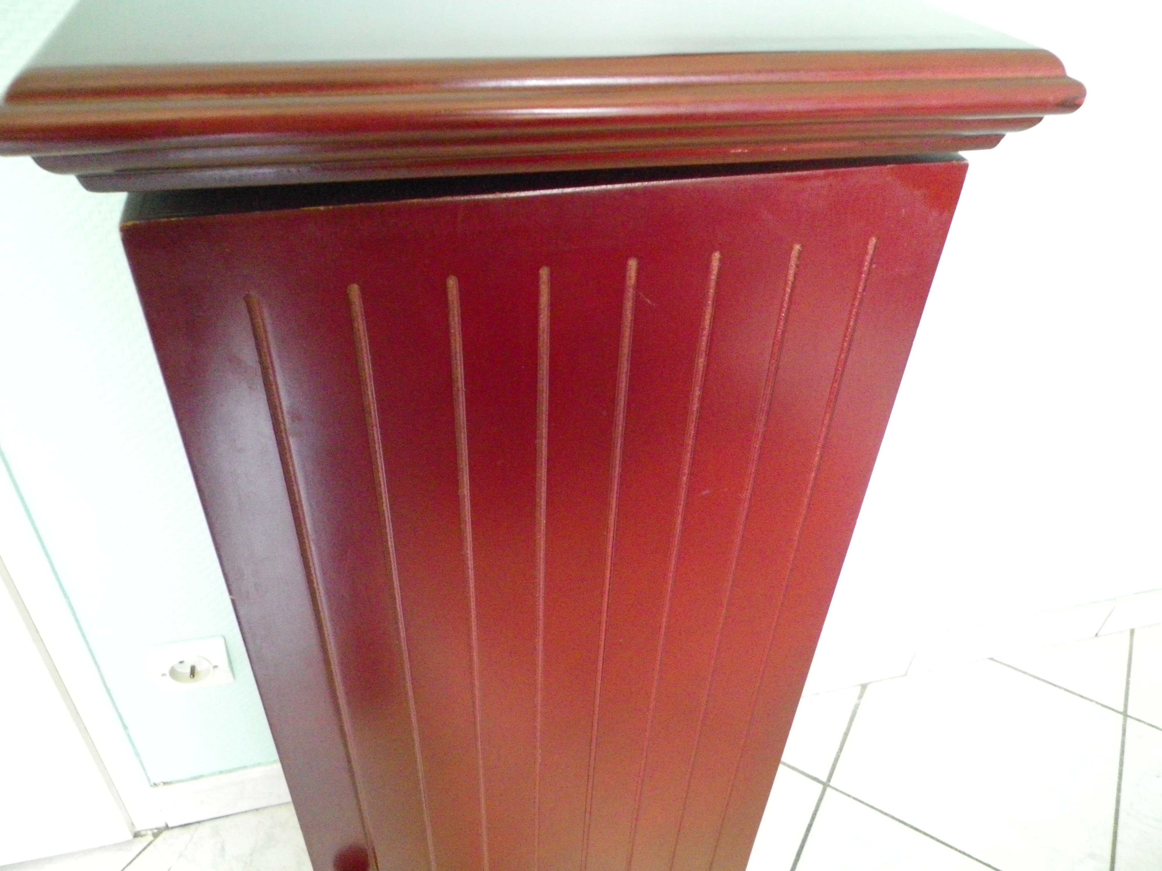 Wooden extra cabinet (selette), 2 interior storage spaces with 6 modular shelves
