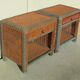 Pair of nightstands in braided rattan, colorized