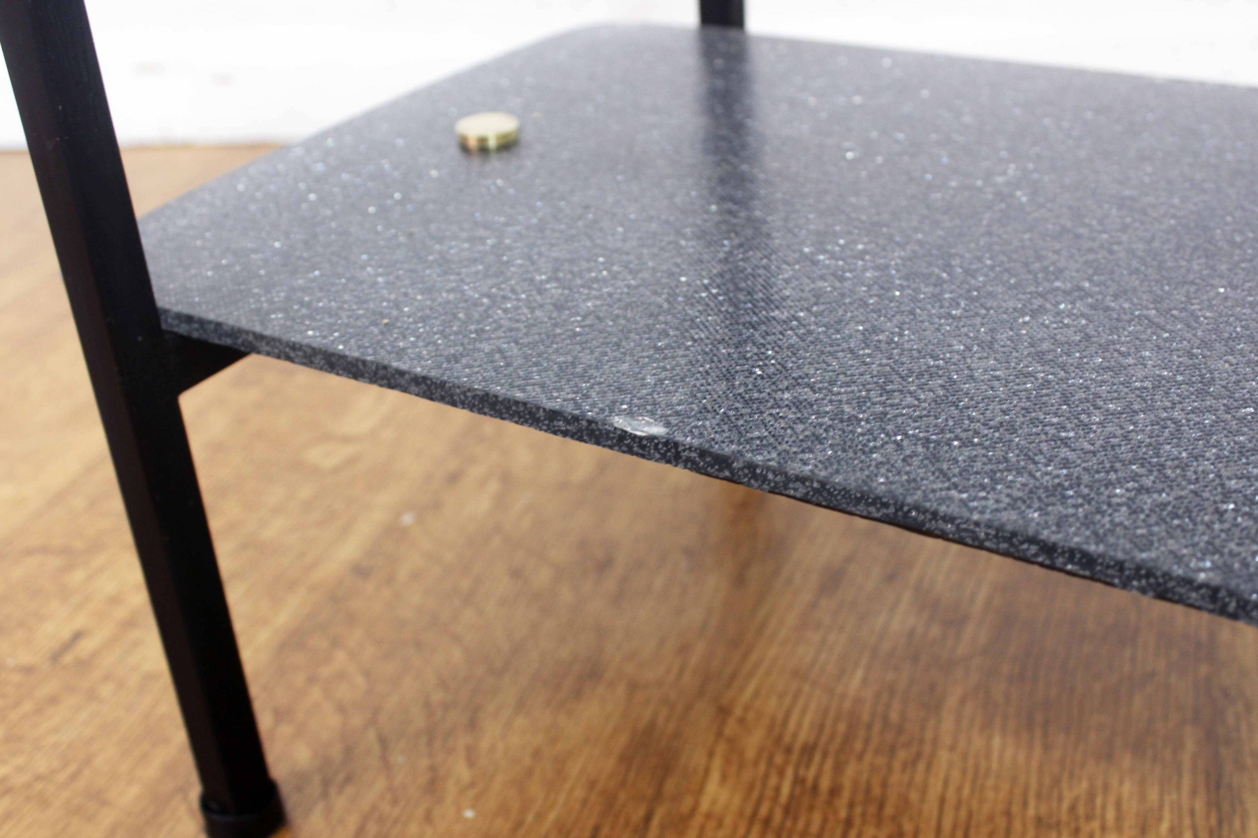 Vintage glass and metal coffee table 1970