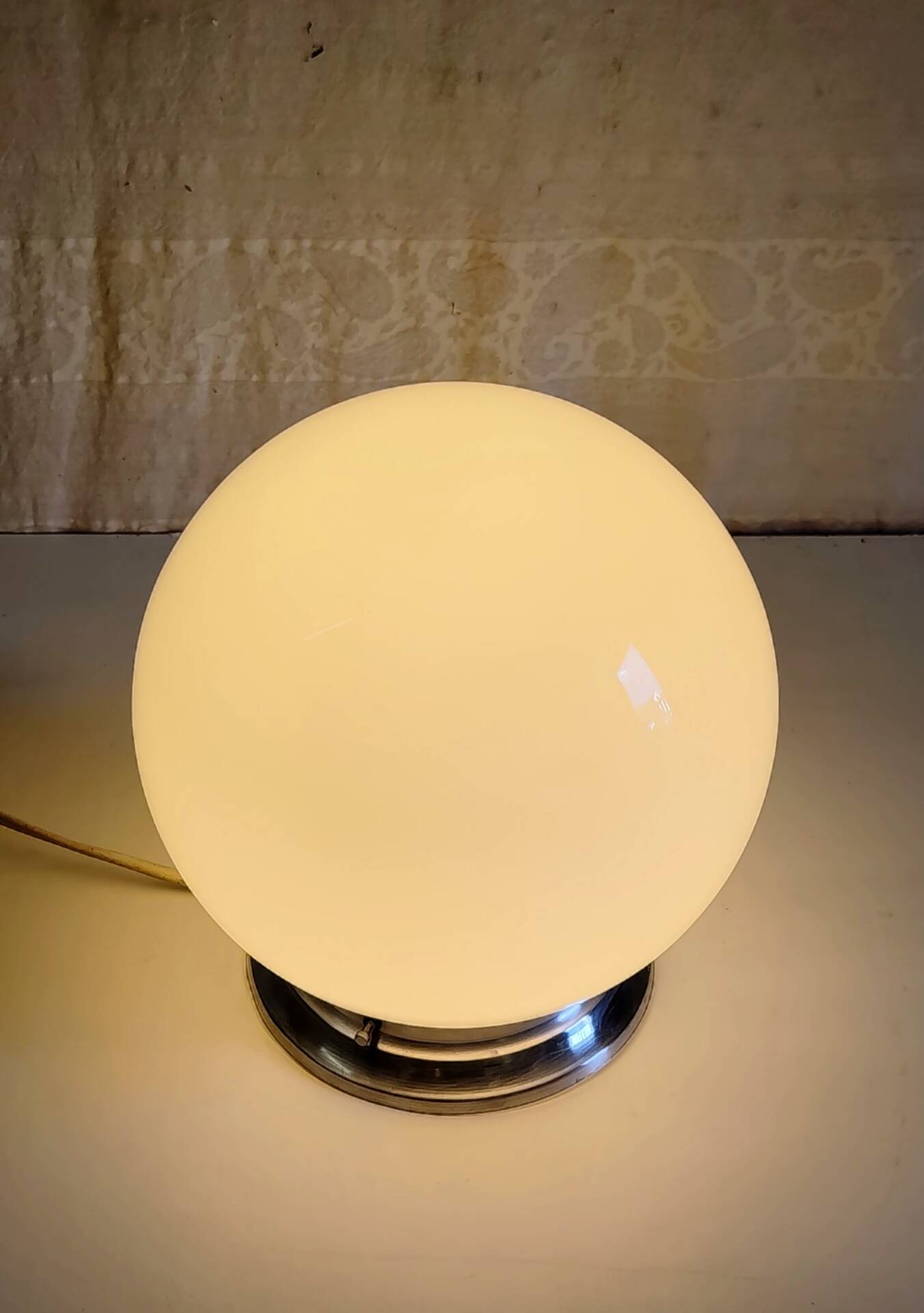 Ceiling light or table lamp with opaline globe diameter 20cm - mid 20th century