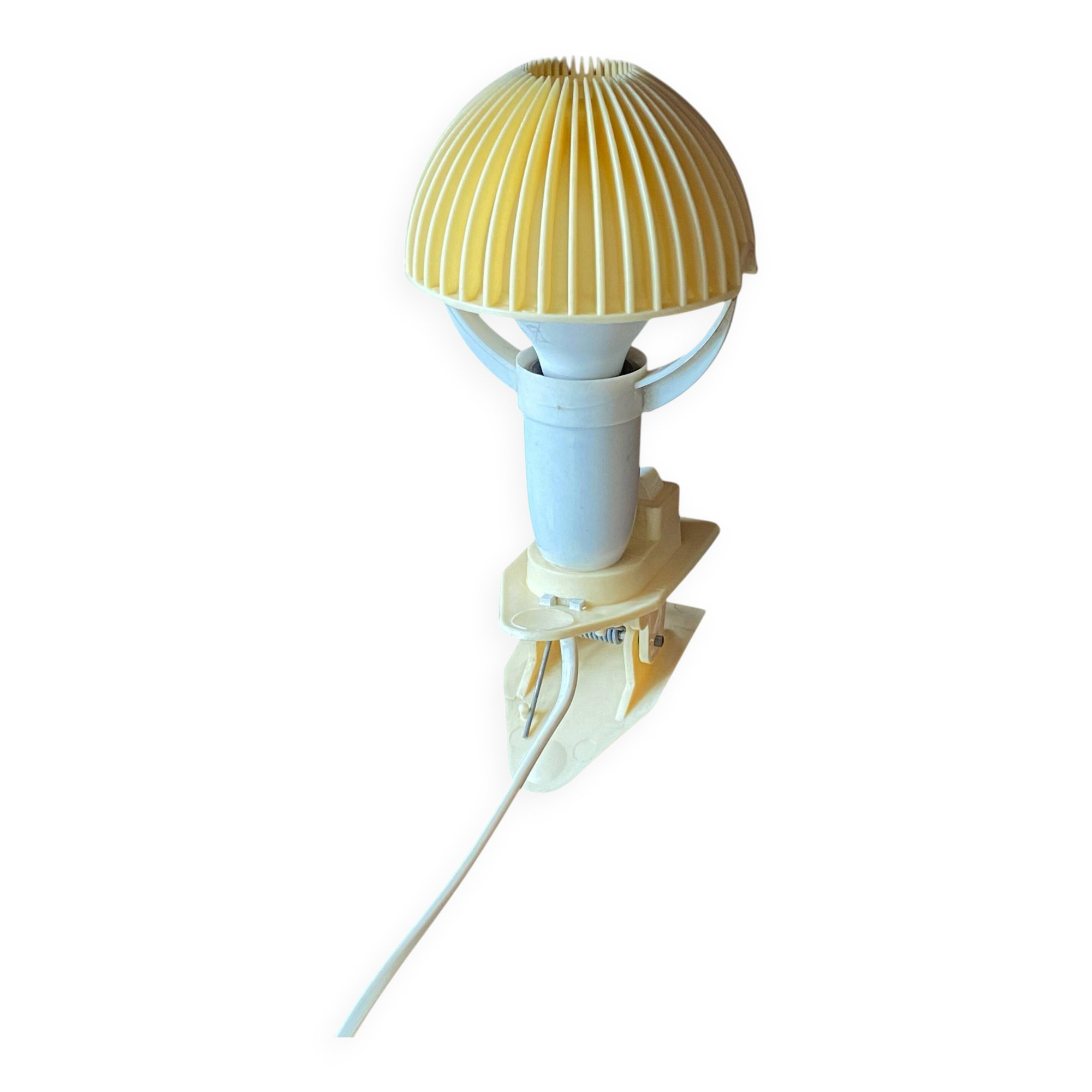 Small mushroom clip lamp Sarlam beige plastic vintage night light
