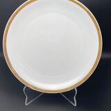 Flat round serving dish Limoges gold edging