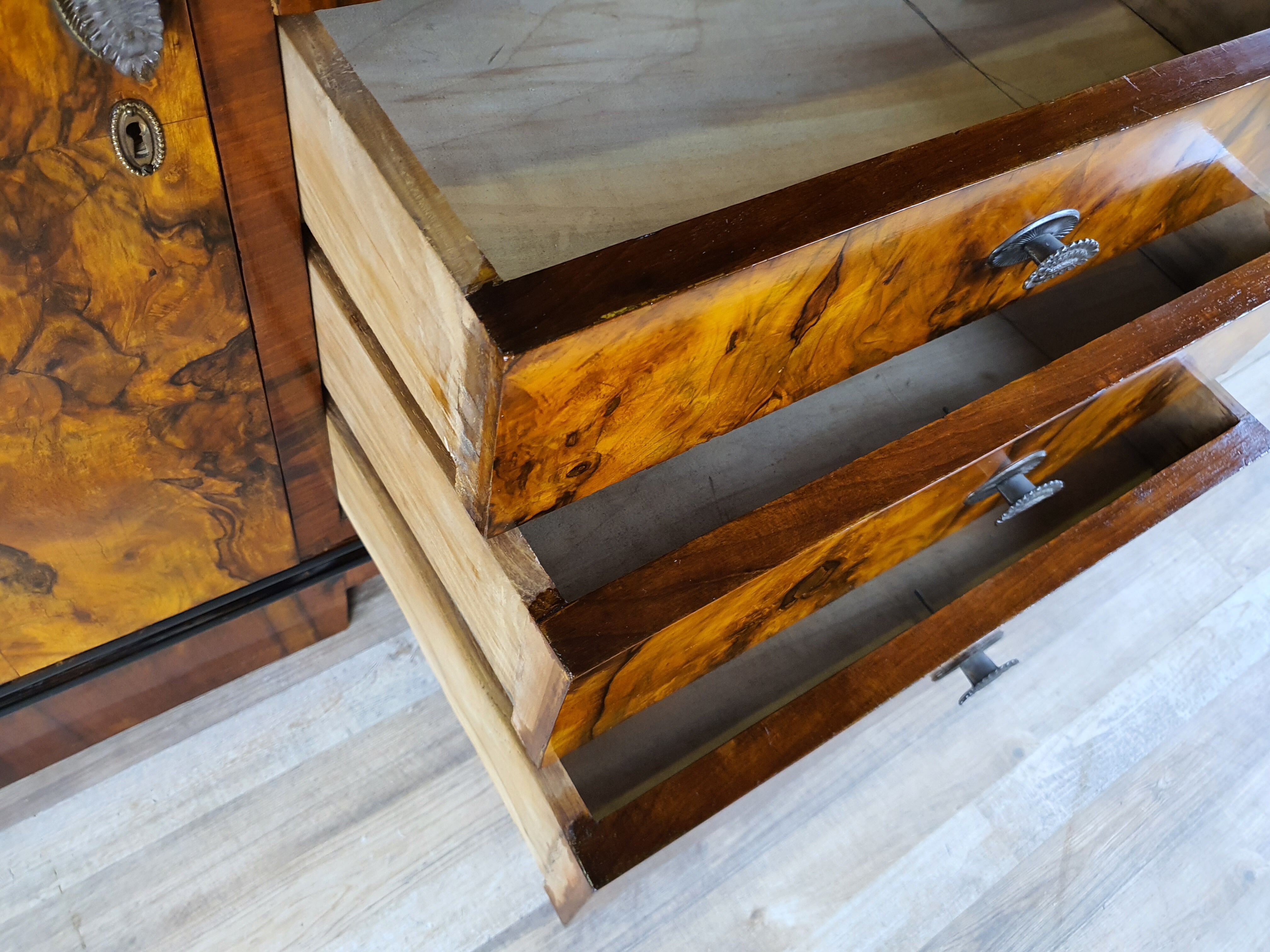 Art deco dining room sideboard in briar with upstand, 1940s