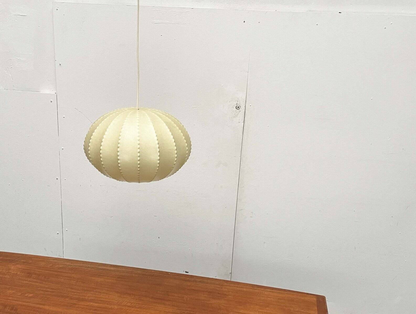 Modern mid-century Cocoon pendant lamp by Friedel Wauer for Goldkant Leuchten, Germany, 1960s.