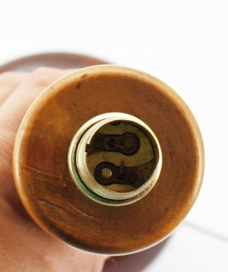 old lamp foot in wood and brass