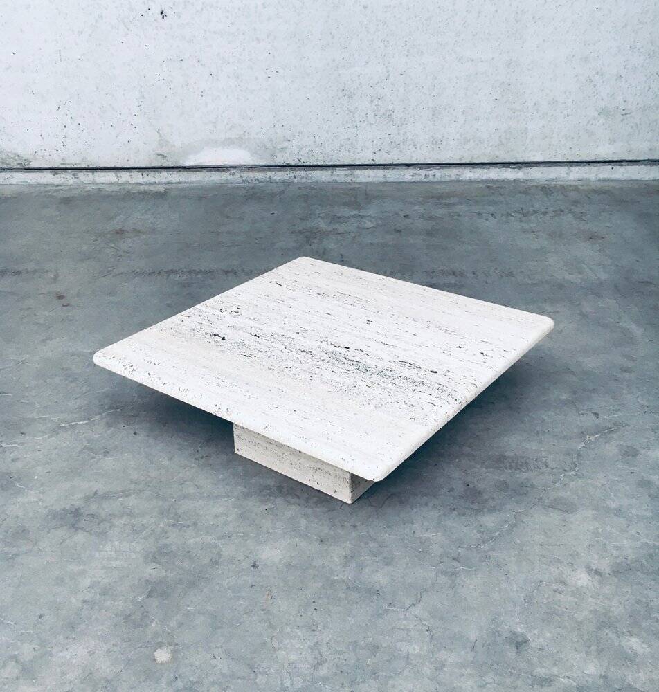 Italian Travertine Square Coffee Table, 1970s