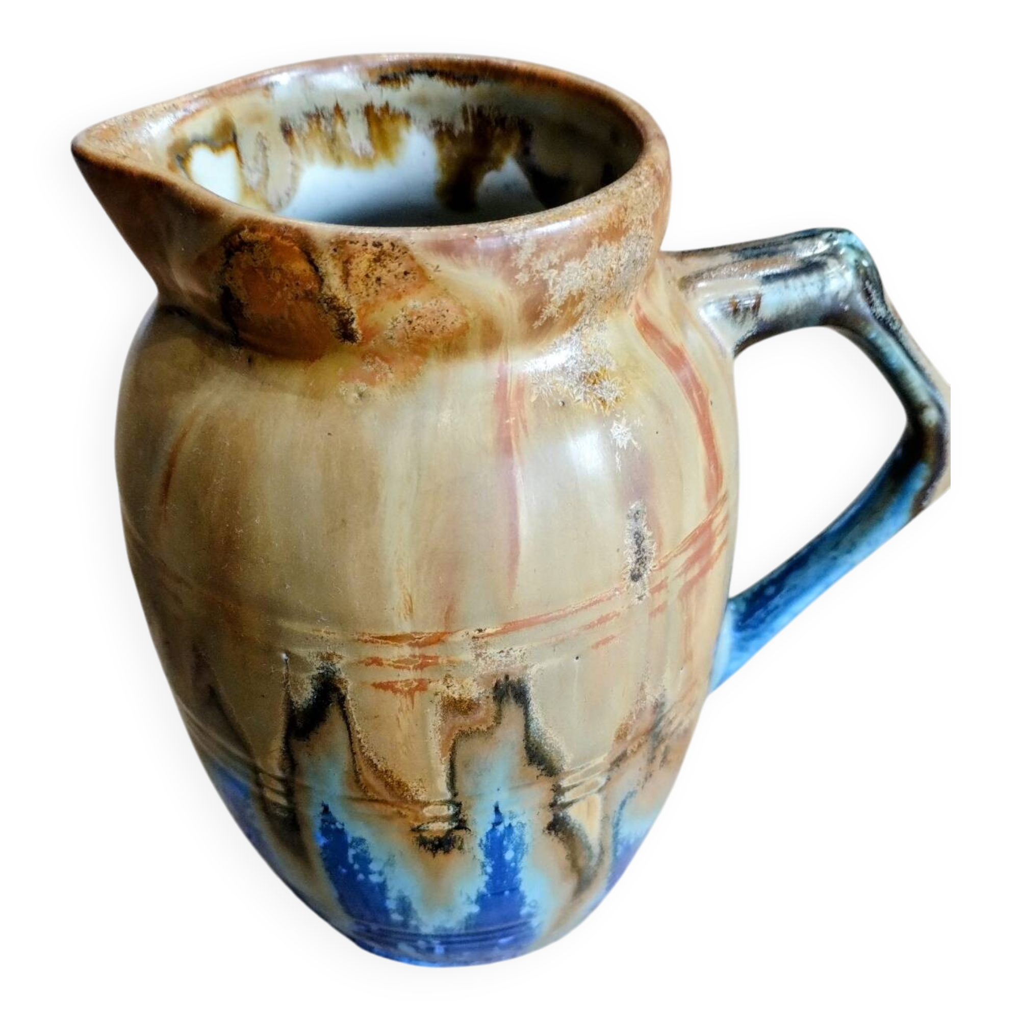 Pichet Metenier fin 19e céramique bleue