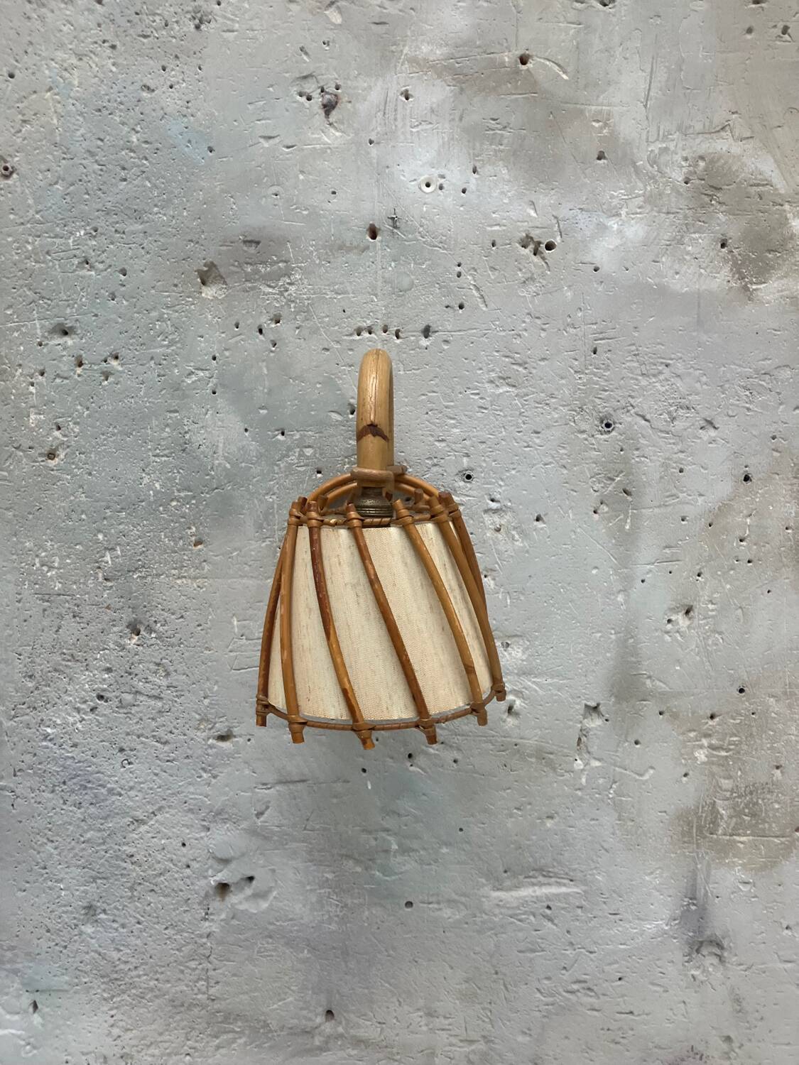 Vintage rattan wall lamp 1950