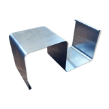 "Zig-zag" satin stainless steel shelf by Joelle Ferlande and François Monnet