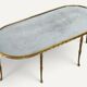Maison Baguès coffee table in gilded bronze and aged mirror – 1950s
