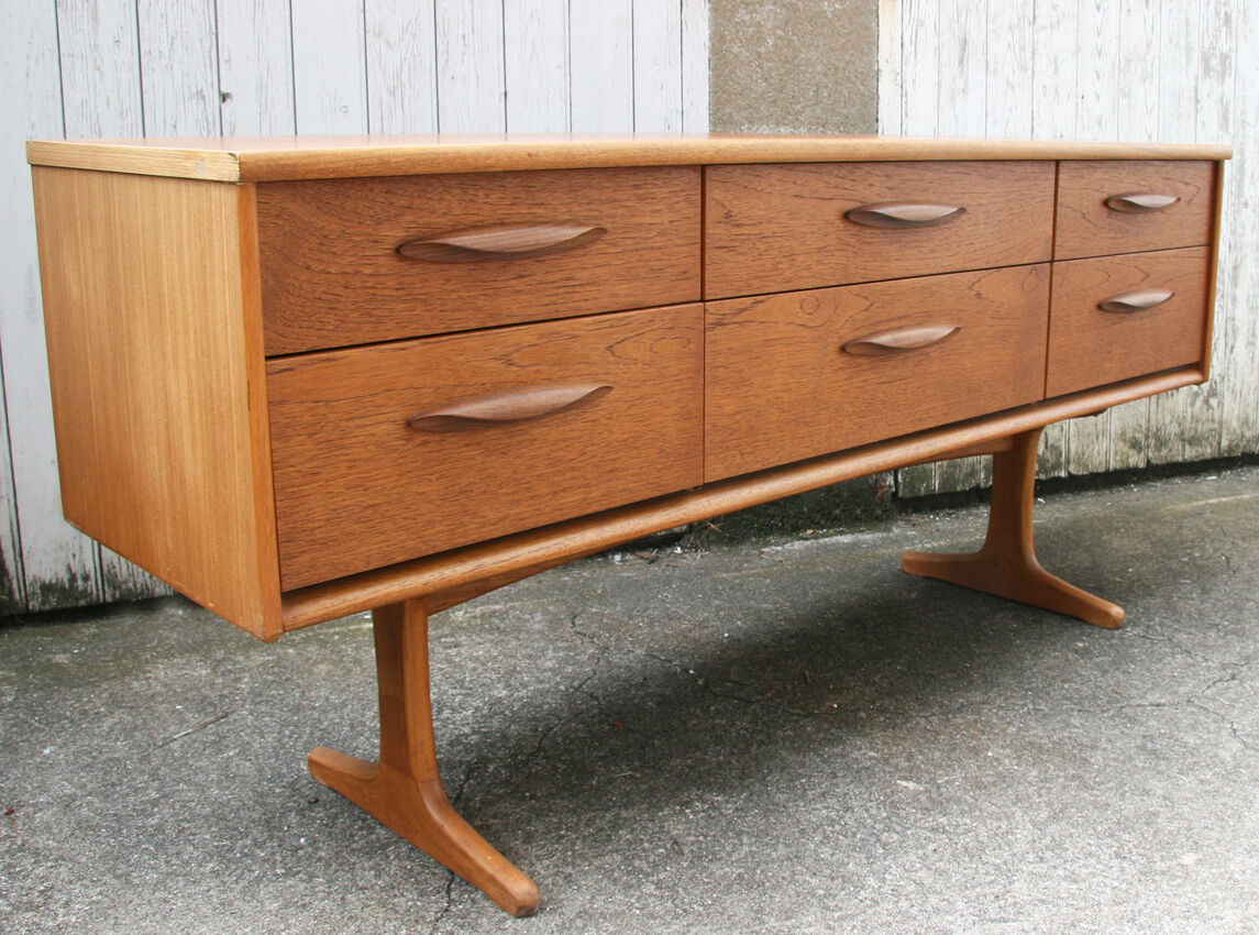 Sideboard 6 drawers in blond teak -1960/70