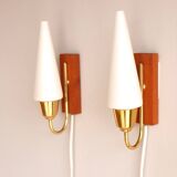 Mid-Century Scandinavian Modern Wall Lamps with Teak Panels  Örsjö, Sweden