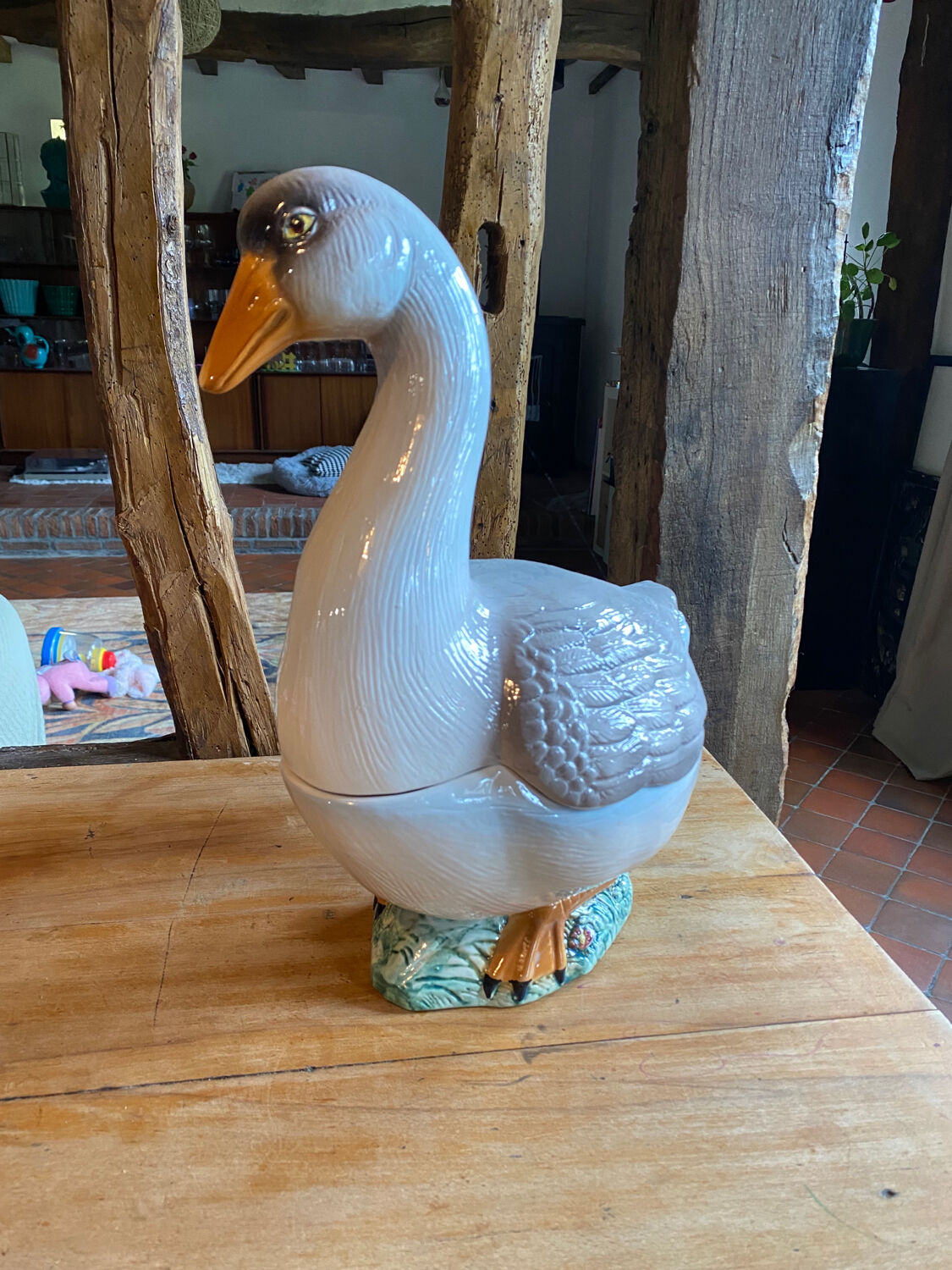 Old soup tureen in the shape of a goose
