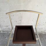 Set of 2 Calligaris holders — silver gray with dark brown wood, metal, and wood design