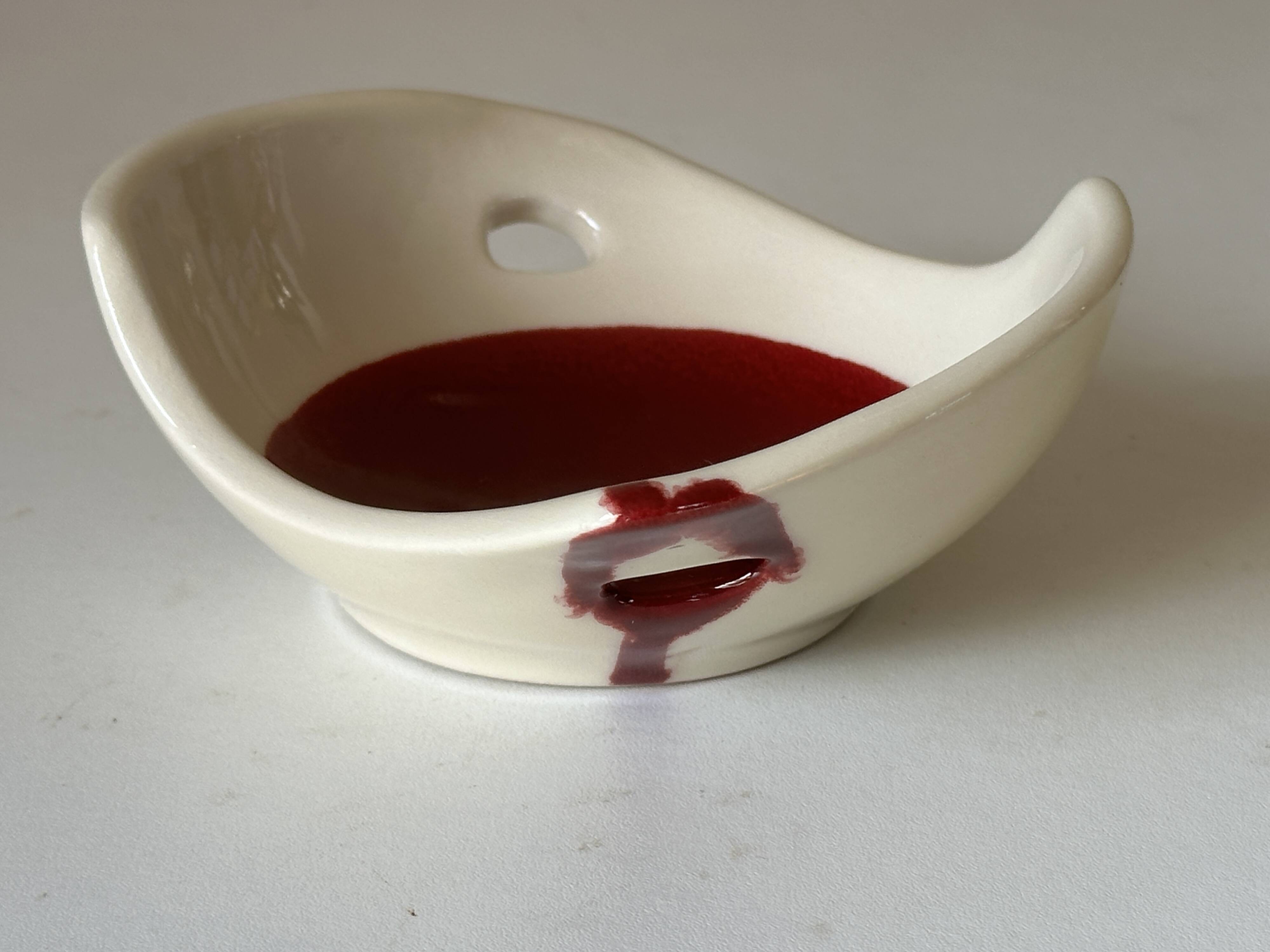 Ceramic empty pocket bowl signed Lude France 1960s