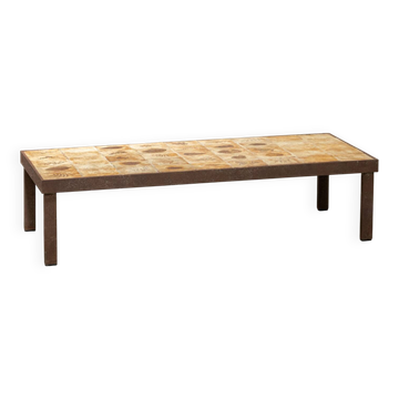 Capron coffee table in ceramic with herbarium pattern 1950