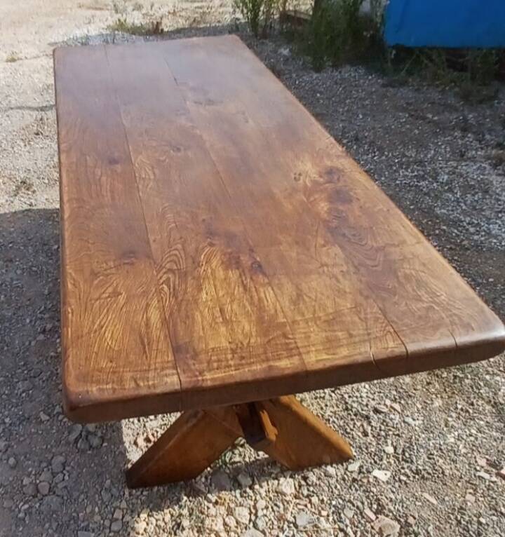 Large old solid oak monastery table