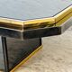 Table basse bicolore en laiton et miroir noir par Fedam