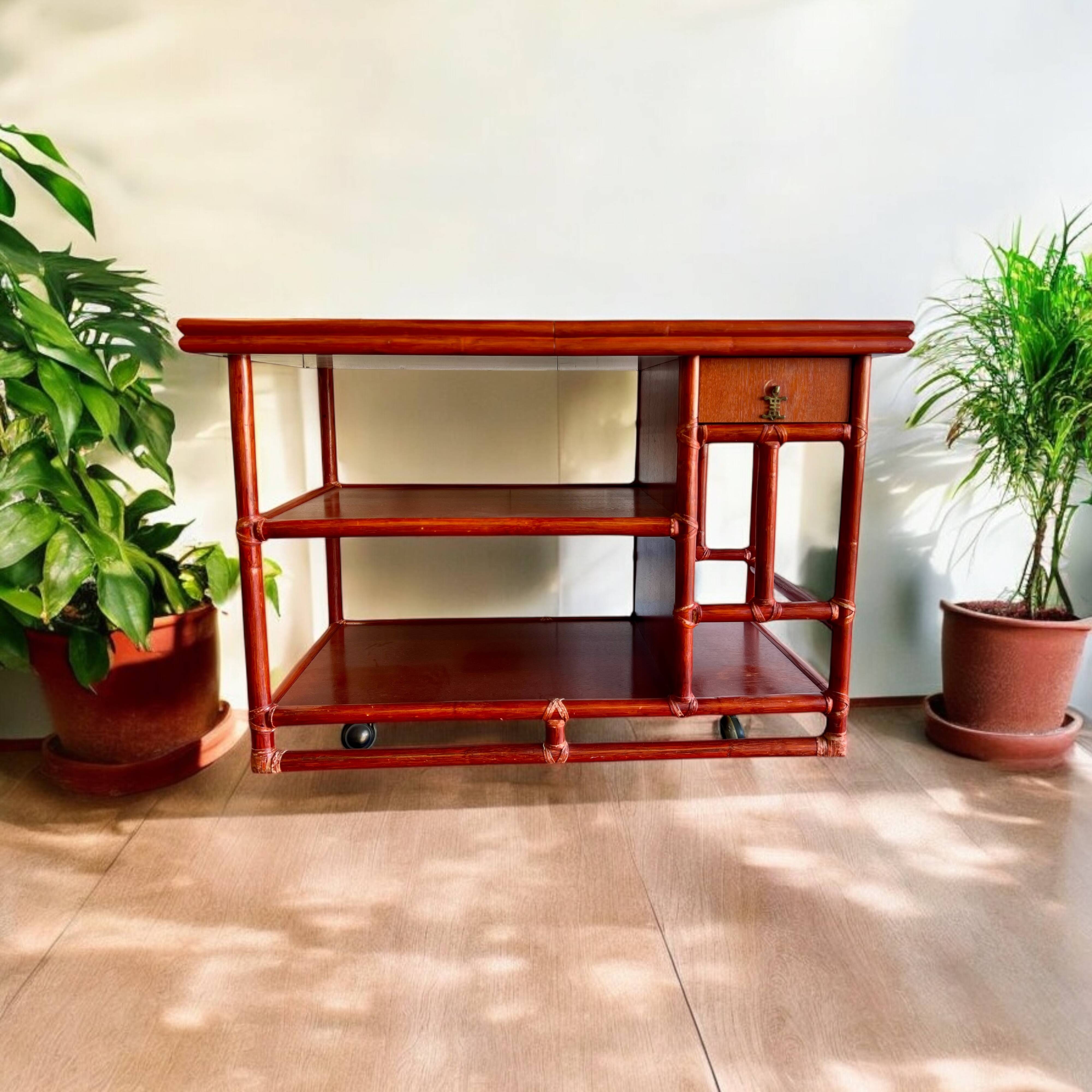 Lydia Levi coral red for McGuire Bar Cart