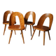 Fully renovated beech wood dining chairs, Czechoslovakia, set of 4