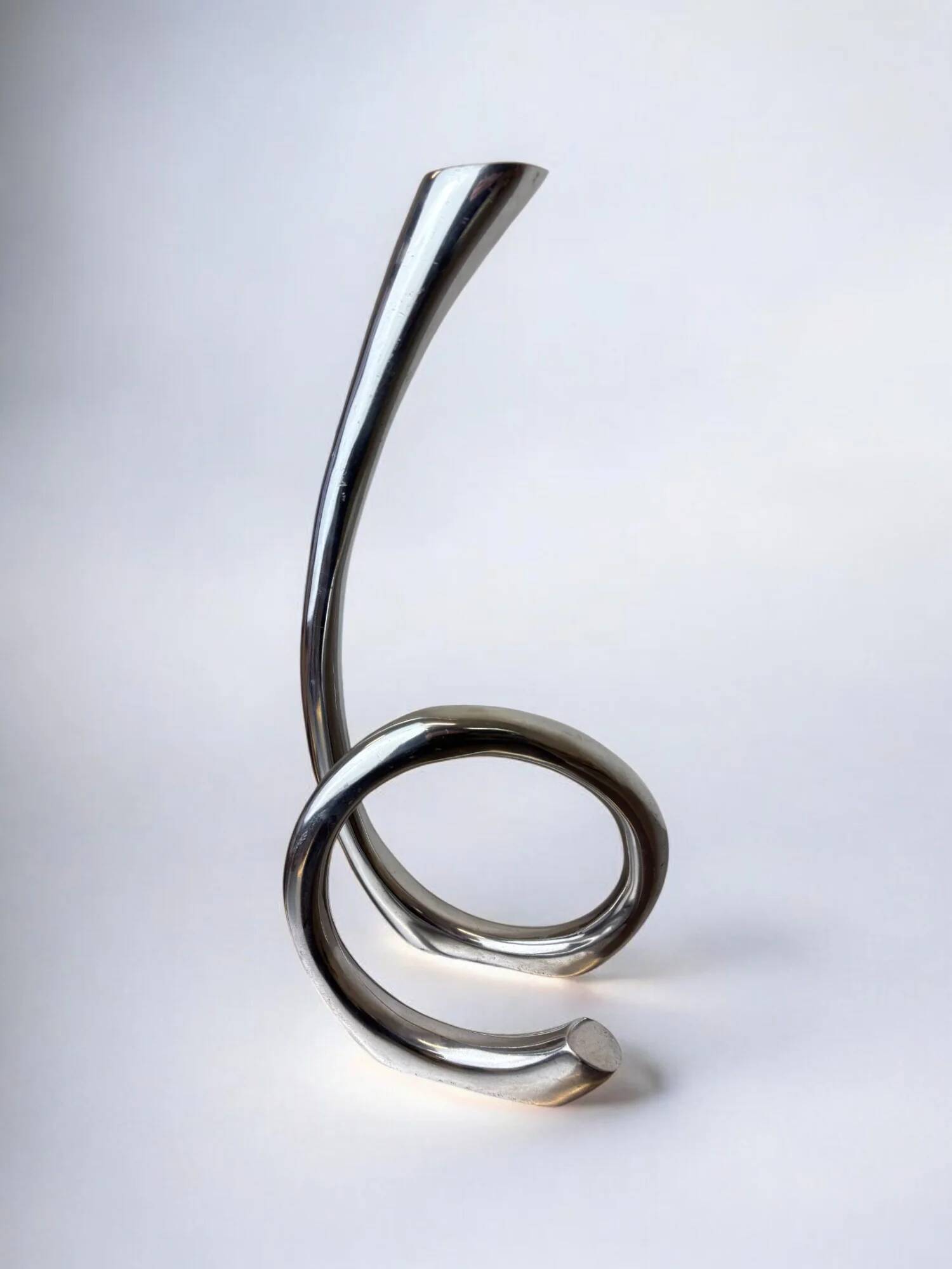 XL biomorphic candleholder, solid aluminium, Spain, 1970s
