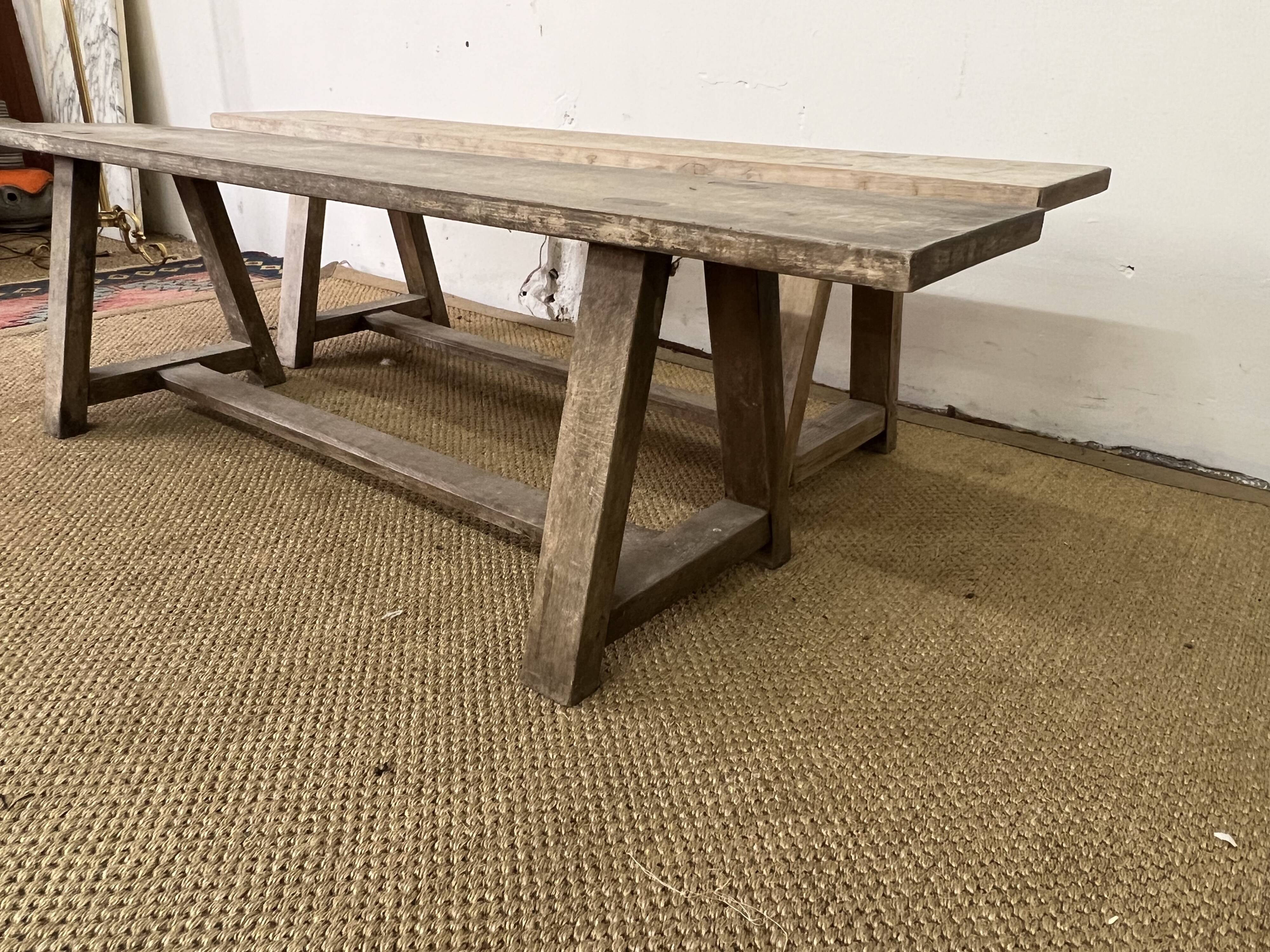 Pair of vintage wooden benches